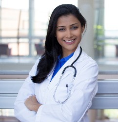 Girl with medical coat